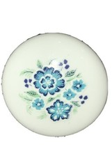 Vintage 5pc Lot White Blue Floral Porcelain Drawer Knob Pulls With Screws 1-1/4&quot; - £20.93 GBP