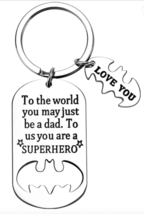 Fathers day gifts keychain keyring key ring chain BEST Father SUPER HERO BAT MAN - £14.20 GBP