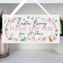 Personalised Easter Bunny Sign, Easter Sign, Easter Bunny Stop Here, Easter Cele - £10.38 GBP