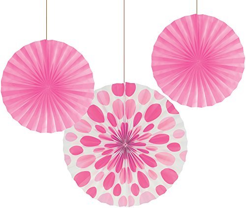 Creative Converting 3-Count Solid and Polka Dots Paper Fans, 12&quot;/16&quot;, Ca... - $3.91