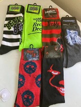 Halloween Movies Theme Assorted Mens Socks 6pcs Lot size 6-12 - $15.83