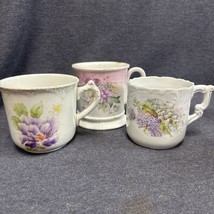 Vintage Shaving Mug - Lot Of 3 - Purple Flowers - Victorian era - Unmark... - $17.82
