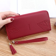 Women Wallets PU Female Purses Wristband Leaf Print Long Wallet Zipper L... - £18.63 GBP