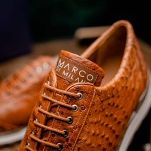 genuine ostrich quill fashion sneaker Shoes Scanno Antique Cognac image 10