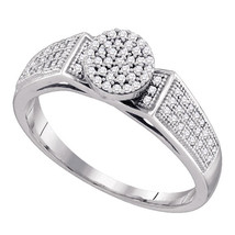 10k White Gold Womens Round Diamond Cradled Cluster Bridal Ring 1/4 Cttw - £238.96 GBP
