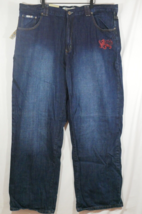 VTG Indigo 30 Baggy Jeans 46x34 Skater Wide Leg Hip Hop Embroidered Dragon NWT - £46.92 GBP