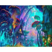 Mushroom Village Fairy Wonderland Tapestry 6.5 ft x 5 ft Wall Hanging Home Decor image 2