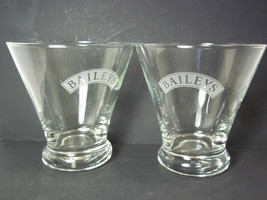Baileys Irish Liquer cocktail glasses Pair 2 White etched logo low martini style - £8.08 GBP