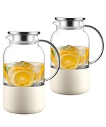 2PCS 61oz Stainless Steel Lids Glass Water Pitcher with Silicone Bottom ... - €21,92 EUR