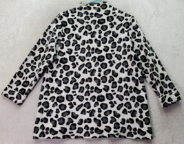 Tahari Sweater Womens Large Black Animal Print Viscose Roll Tab Sleeve M... - $23.05
