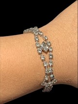 Signed CORO Vintage Double Strand Crystal Rhinestone Bracelet 6.5” - £58.57 GBP