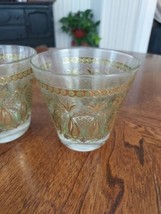 Mid Century CULVER 22k Gold FILIGREE Green Glass Glasses Loball Pineappl... - £29.54 GBP