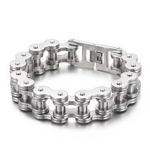 Stainless Steel Bicycle Biker Link Chain Bracelet For Men Homme Armband Heavy Ch - £29.63 GBP