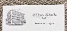 Vintage Elks Club 142 Portland Oregon Stationery 1 Sheet New Million Dollar Temp - £5.14 GBP
