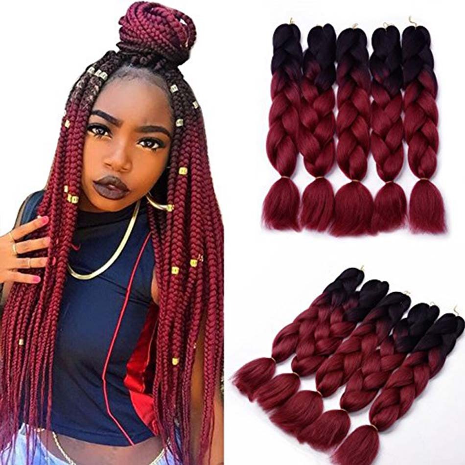 Primary image for Jumbo Braids Heat Resistant Two Tone Ombre Hair for DIY Braiding 5Pcs/Lot 500g
