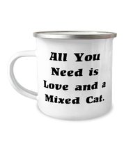 Sarcasm Mixed Cat, All You Need is Love and a Mixed Cat, Holiday 12oz Camper Mug - £15.62 GBP