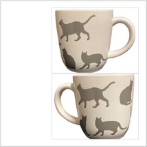 Threshold Mug Gray Cats Silhouette Kittens Coffee Tea Stoneware Cup White 16 oz - £17.40 GBP