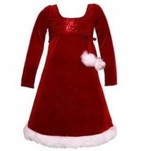 Girls Dress Christmas Bonnie Jean Red Santa Sequined Holiday Party Long Sleeve-4 - £30.07 GBP