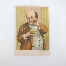 Victorian Trade Card Bald Man Uses Gold Snuff Box Tobacco Comic Humor An... - $9.99