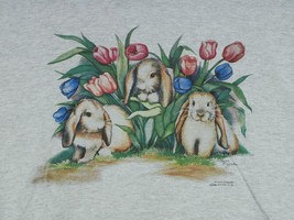 Vtg Wild Side Laurie Korsgaden Rabbit Bunny Flowers Tulips T-shirt NOS - £15.01 GBP