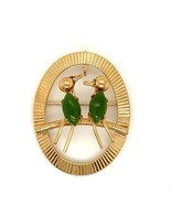 Vintage Signed 12K Gold Filled Carl Art CA Love Birds with Jade Stone Br... - £42.57 GBP