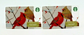 Starbucks Coffee 2014 Gift Card Cardinals Birds Red Winter Zero Balance Set of 2 - £10.77 GBP