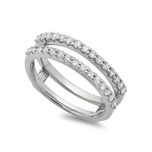 1/2 Ct Round Moissanite 14K White Gold Plated Wedding Band Enhancer Guard Ring - £71.56 GBP