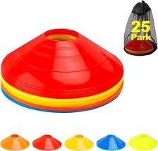 Set of 25 Agility Soccer Cones with Carry Bag and for Football Cones for Trainin - £17.98 GBP