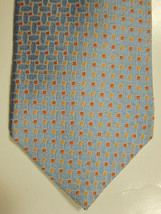NWT Brooks Brothers Light Blue With Geometric Patterns in Golds Silk Tie - $40.49