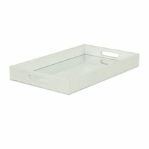 16&quot; White Silver Rectangular Wood Handmade Tray With Handles - $1,653.40 MXN