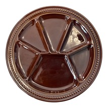 Vintage Brown Ceramic Divided Tray – 10" Round – Beaded Rim – 6 Compartments - €17,17 EUR