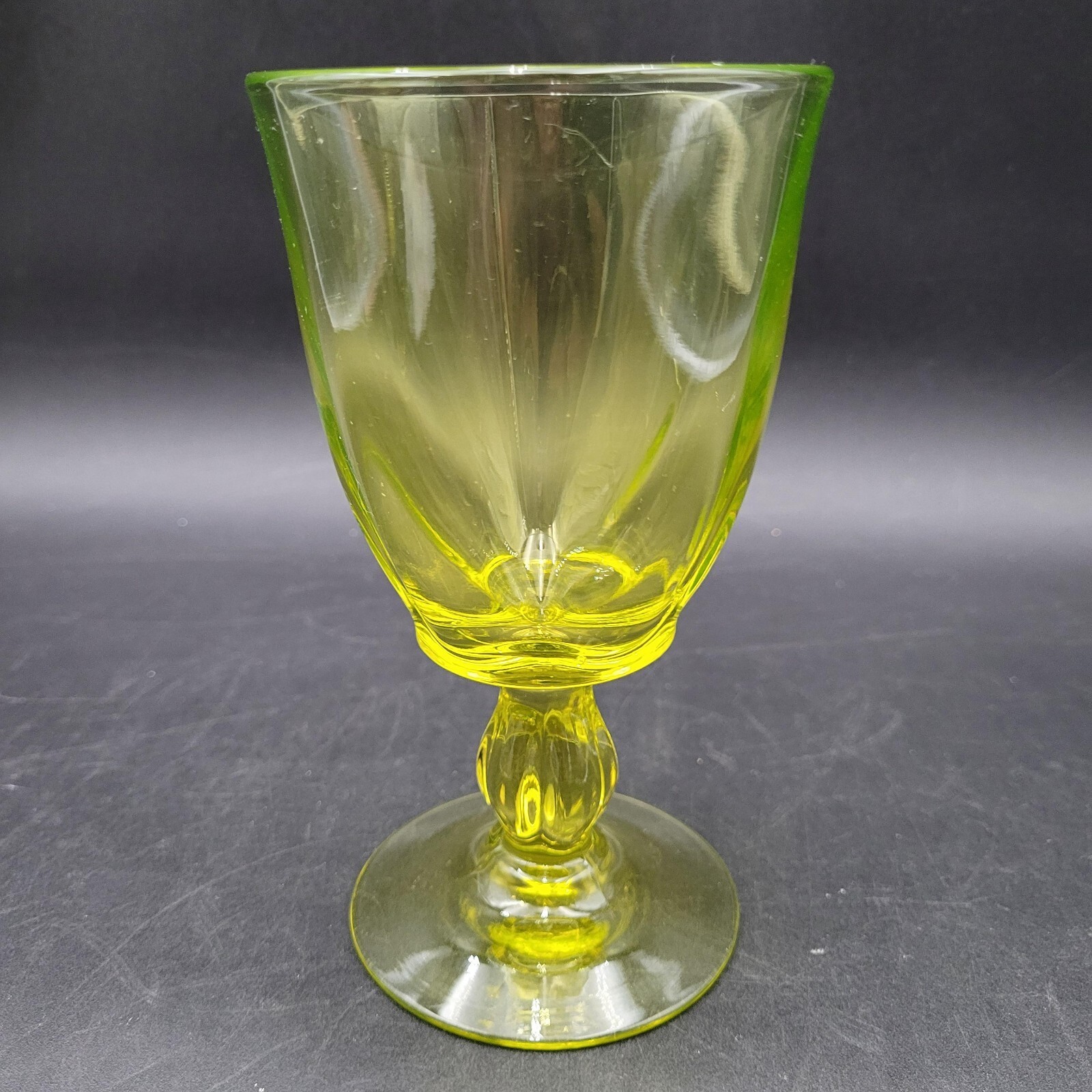 Rare Vintage Tiffin Franciscan Canterbury Citron Water Goblet Uranium Gl... - $11.87