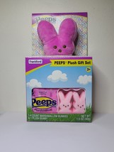 Peeps Pink Plush Bunny + 4ct Marshmallow Gift Set - £12.62 GBP