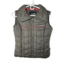 O&#39;Neill Women&#39;s Quilted Vest Jacket Size Small Brown Red Embellishment - $26.99
