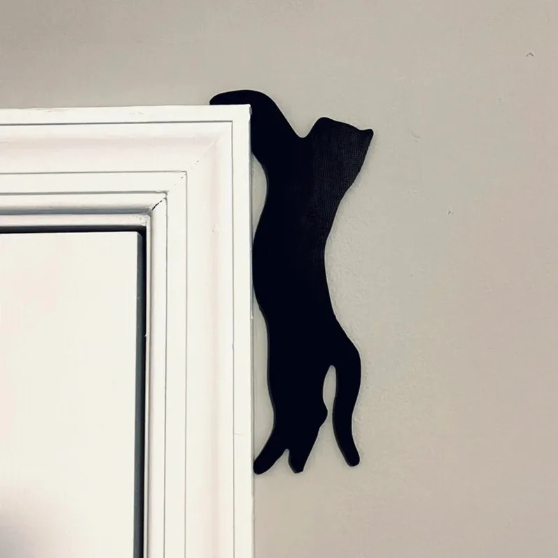 Halloween Wooden Door Frame Door Corner Sign Decoration Black Cat Spider Magic - £6.98 GBP+