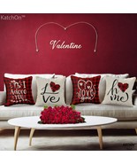 Valentine&#39;s Day Throw Pillow Covers 18X18 Set of 4 Buffalo Plaid Farmhou... - £15.49 GBP