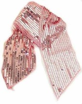 Glamorous &amp; Elegant, Pink Sequin Scarf For All Occasions, 68&quot; X 4&quot; - £7.99 GBP+