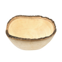 Square Mango Tree Wood with Natural Bark Rimmed Wooden Serving Bowl - £23.49 GBP