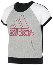 Adidas Big Girls Colorblocked Logo Top, Grey Heather, Size Small(7/8), 9865-1 - £23.36 GBP