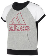 Adidas Big Girls Colorblocked Logo Top, Grey Heather, Size Small(7/8), 9... - £23.30 GBP