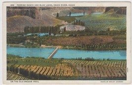 Snake River Idaho ID Postcard 1936 Perrine Ranch Blue Lakes Old Oregon Trail - £2.30 GBP