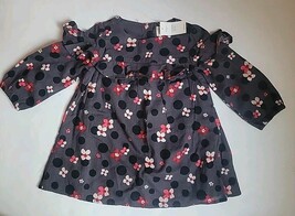 Baby Gap Multicolor Purple Gray Floral Dot Long Sleeve Ruffle Dress 12-1... - $10.49