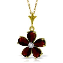 Galaxy Gold GG 14k White Gold Flower Necklace with Natural pear-shaped G... - $574.99