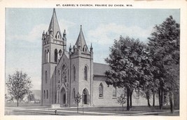 Prarie Du Chien Wisconsin S.DI GABRIEL Chiesa Cartolina c1940s - £7.04 GBP