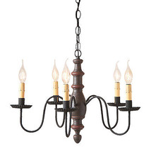 &quot;Country Inn&quot; 5 Arm Woodspun Chandelier In Americana Espresso Usa Handcrafted - £280.42 GBP