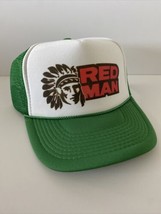 Vintage Red Man Trucker Hat Adjustable snapback Hat Green Unworn Tobacco Hat - £14.12 GBP