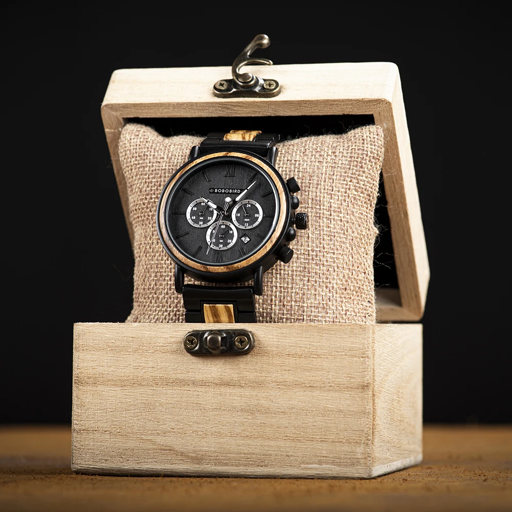 BOBO BIRD Men&#39;s  en Man Wrist Watch For Men Wrist  Male   Women&#39;s Clock Custom L - £106.13 GBP