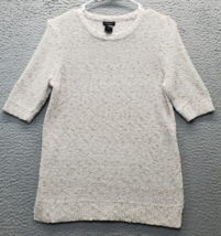 Ann Taylor Sweater Womens Medium Tan Knit Cotton Half Sleeve Crew Neck Pullover - $20.29