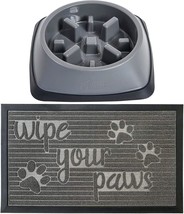 Slow Feeder Dog Bowl And Weathermax Doormat, Dogs Pet Bowl 2 Cups Slip R... - £26.01 GBP