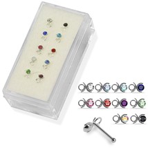 10PCs Mix Ant Shaped Stud Round CZ 925 Sterling Silver Nose Stud Bone End 22G - £29.76 GBP